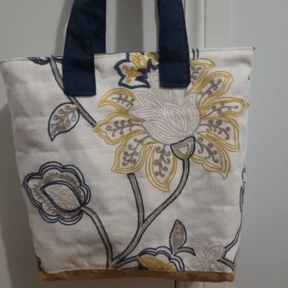 New Fabric Shoulder Tote Bag Handbag Purse Book Shoe Bag, Handmade Floral Yellow - Picture 1 of 4